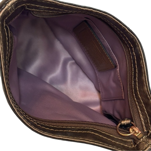 Coach Leather Bag Metallic Bronze Color Shoulder Handbag Mini 9x6 G0882-41864 - Picture 3 of 10